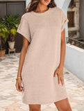 Crewneck Pocket Short Sleeve Dress_CWDSD12024