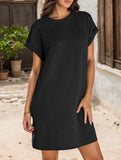 Crewneck Pocket Short Sleeve Dress_CWDSD12024