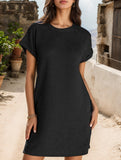 Crewneck Pocket Short Sleeve Dress_CWDSD12024