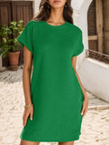 Crewneck Pocket Short Sleeve Dress_CWDSD12024