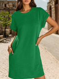 Crewneck Pocket Short Sleeve Dress_CWDSD12024