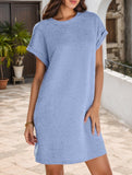Crewneck Pocket Short Sleeve Dress_CWDSD12024