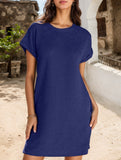 Crewneck Pocket Short Sleeve Dress_CWDSD12024