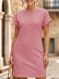 Crewneck Pocket Short Sleeve Dress_CWDSD12024
