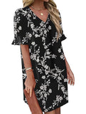V Neck Flare Sleeve Midi Dress_CWDSD12025