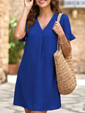 V Neck Flare Sleeve Midi Dress_CWDSD12025