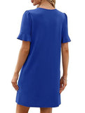 V Neck Flare Sleeve Midi Dress_CWDSD12025