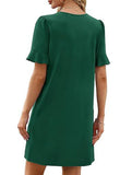 V Neck Flare Sleeve Midi Dress_CWDSD12025