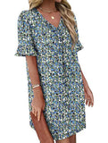 V Neck Flare Sleeve Midi Dress_CWDSD12025