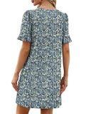 V Neck Flare Sleeve Midi Dress_CWDSD12025