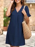 V Neck Flare Sleeve Midi Dress_CWDSD12025