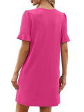 V Neck Flare Sleeve Midi Dress_CWDSD12025