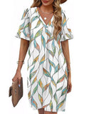 V Neck Flare Sleeve Midi Dress_CWDSD12025