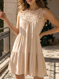 Lace Patch Halter A Line Dress_CWDSD12026