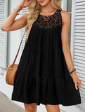 Lace Patch Halter A Line Dress_CWDSD12026