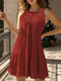 Lace Patch Halter A Line Dress_CWDSD12026