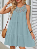 Lace Patch Halter A Line Dress_CWDSD12026