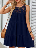 Lace Patch Halter A Line Dress_CWDSD12026