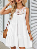 Lace Patch Halter A Line Dress_CWDSD12026