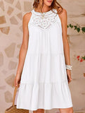 Lace Patch Halter A Line Dress_CWDSD12026