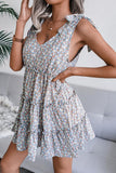 WOMEN SLEEVELESS TIED SHOULDER STRAP TIERED DRESS - Doublju