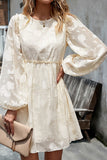 WOMEN LOOSE FIT LACE LONG SLEEVE CHIFFON DRESS