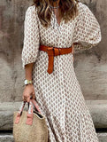 Women’s Patterned Button Down Long Dress | Casual Chic Maxi Shirt Dress
