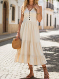 Sleeveless Loose Casual Solid Color Dress – Lightweight Viscose Summer Dress for Women