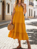 Sleeveless Loose Casual Solid Color Dress – Lightweight Viscose Summer Dress for Women