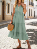 Sleeveless Loose Casual Solid Color Dress – Lightweight Viscose Summer Dress for Women