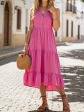 Sleeveless Loose Casual Solid Color Dress – Lightweight Viscose Summer Dress for Women