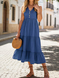 Sleeveless Loose Casual Solid Color Dress – Lightweight Viscose Summer Dress for Women