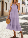 Sleeveless Loose Casual Solid Color Dress – Lightweight Viscose Summer Dress for Women
