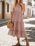 Sleeveless Loose Casual Solid Color Dress – Lightweight Viscose Summer Dress for Women