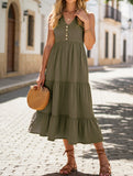 Sleeveless Loose Casual Solid Color Dress ??Lightweight Viscose Summer Dress for Women