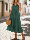 Sleeveless Loose Casual Solid Color Dress – Lightweight Viscose Summer Dress for Women