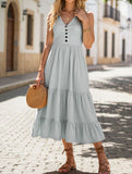 Sleeveless Loose Casual Solid Color Dress – Lightweight Viscose Summer Dress for Women
