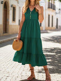 Sleeveless Loose Casual Solid Color Dress – Lightweight Viscose Summer Dress for Women
