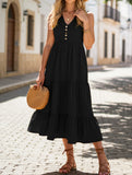 Sleeveless Loose Casual Solid Color Dress ??Lightweight Viscose Summer Dress for Women