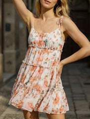 Casual Floral Print Short Sleeve Dress