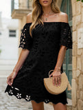 Lace Strapless Dress with Shoulder Cutout – Elegant Fit, S–XXL