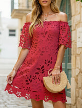 Lace Strapless Dress with Shoulder Cutout ??Elegant Fit, S?“XXL