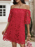 Lace Strapless Dress with Shoulder Cutout – Elegant Fit, S–XXL