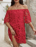 Lace Strapless Dress with Shoulder Cutout – Elegant Fit, S–XXL