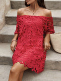 Lace Strapless Dress with Shoulder Cutout – Elegant Fit, S–XXL