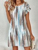 Printed Holiday Style Short Sleeve Dress ??Lightweight Polyester, S?“XXL