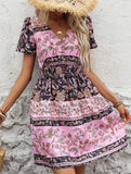Ethnic Bohemian Print Midi Dress ??Casual Flowing Summer Dress