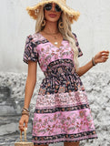 Ethnic Bohemian Print Midi Dress ??Casual Flowing Summer Dress