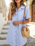 Striped Short Sleeve Viscose Dress ??Lightweight Mid-Length Summer Dress