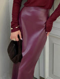 High Waist PU Leather Slit Pencil Skirt_CWDTD00548
